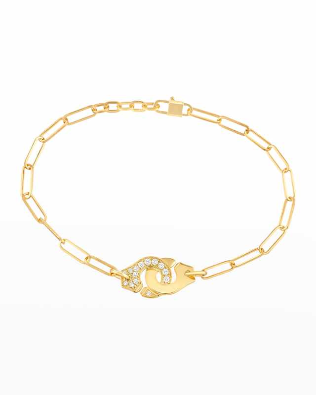 Yellow Gold Menottes R10 Medium One-Side Diamond Bracelet